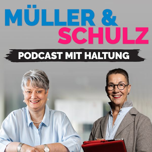 Profil von Elke Müller, compass international und Elke Schulz, Kommunikationskochschule. Darüber die Überschrift: Müller & Schulz - Podcast mit Haltung