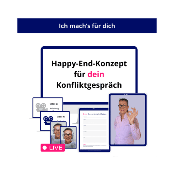 Kommunikationskochschule - Mit mir arbeiten - mit mir arbeiten - Mockup Happy End Konflikt